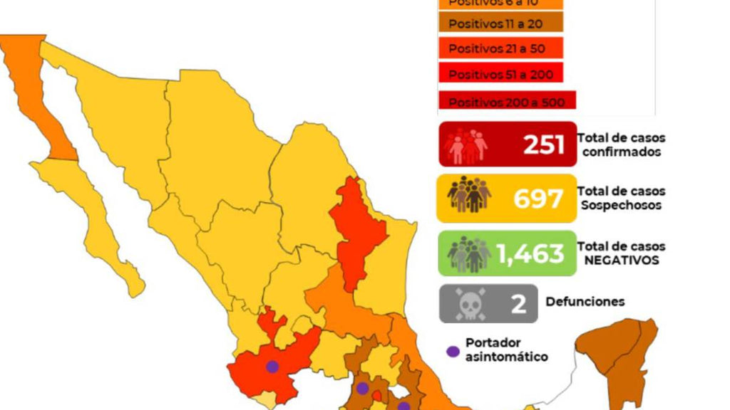 Mapa de casos de coronavirus en Mexico